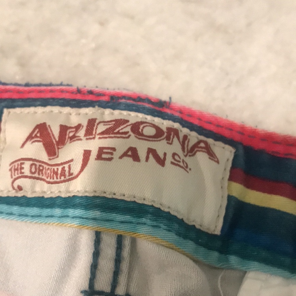 Vintage Arizona Shorts Mens 32 Blue Denim Stripe Y2K Festival Retro Hippie - Picture 6 of 10